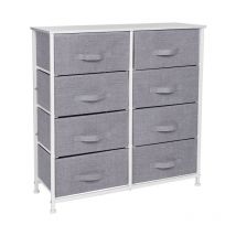 Joolihome Living - Commode à 8 tiroirs en tissu, armoire avec poignées, plateau en bois et cadre en métal, pour chambre à coucher, salon, chambre
