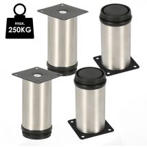 4er Set Möbelfüße Tischbeine Sockelfuß Tischfuß Möbel Edelstahl Höhe:150 mm - Jopassy
