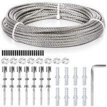 12M Treillis métallique pour plantes Support pour plantes grimpantes kit de suspension de corde en acier inoxydable 3MM - Jopassy