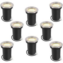 Jopassy - 8x 3W Lumières enterrées Pivotant lampe de paysage enterré à led Blanc chaud - Argent Boîtier, éclairage extérieur