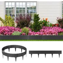 Jopassy - 20m Bordo prato Rattan Aspetto Bordatura del prato Bordatura del prato Plastica Bordatura del sentiero Antracite