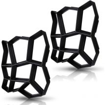 Swanew 2x Molde de Hormigón Plástico Negro para Pavimento de Jardín diy Reutilizable