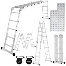 Jopassy - swanew 580cm Aluminum Mehrzweckleitern, 4x5 Stufen Gerüst Leiter mit 2 Arbeitsplattform, Klappbare Stehleiter