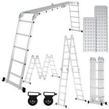 Jopassy - 580cm Aluminum Mehrzweckleitern, 4x5 Stufen Gerüst Leiter mit 2 Arbeitsplattform, Klappbare Stehleiter