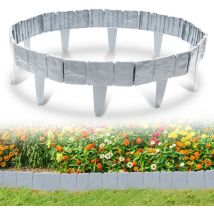 20 piezas Bordura de jardín de plástico efecto piedra 5 m Gris - Jopassy