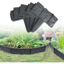 Jopassy 20 Stück Rasenkante Steinoptik Beeteinfassung Mähkante Beetumrandung Kunststoff für Garten, Wiese 5m Anthrazit