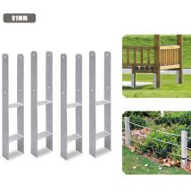 SWANEW Anclaje H para postes para cobertizos de coches, cercas, soporte de poste en H, anclaje para enterrar 91MM 4 piezas