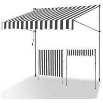 Auvent manuel Auvent rétractable sans perçage 200x120cm Blanc Gris - Jopassy