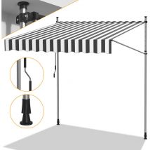 Auvent manuel Auvent rétractable sans perçage 350x120cm Blanc Gris - Jopassy