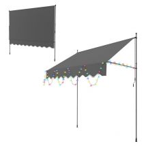 Auvent manuel avec led Auvent rétractable sans perçage 200x120cm Gris - Jopassy