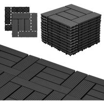 Swanew Baldosas de madera wpc 55 x Baldosas para terraza 30 x 30 x 2,2 cm, antracita, 5 m² Baldosas de clic, baldosas para balcón resistentes a la