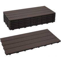 Jopassy - swanew Baldosas para terraza de wpc de 60x30 cm, baldosas para balcón de 2 m2, baldosas de clic, marrón oscuro, 12 piezas