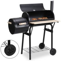 Barbecue à Charbon Chariot de Bois Extérieur Barbecue Grill Fumoir Smoker, Bac à huile-Etagère en bois xl - Jopassy