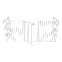 Jopassy Barriera antincendio con portone, 5 elementi,Barriera di sicurezza per bambini, pieghevole, lunghezza totale 310 cm,bianco