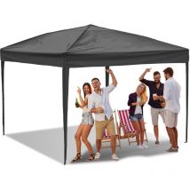 Jopassy - swanew Carpa de Jardín 3x3m, Carpa Plegable para Camping, Jardín, Boda Protección uv 50+ Gris Sin Paredes