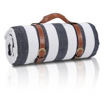 Coperta da picnic 200x200 cm, tappeto impermeabile per esterni, portatile, per il campeggio e la spiaggia,Strisce bianche e blu - Jopassy