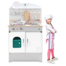 Jopassy Cuisine pour enfants Kit de cuisine blanc laine Outdoor Cuisine jouet avec four, réfrigérateur, micro-ondes, évier et cuisinière