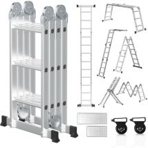 Jopassy - Echelle pliante Escabeau multi-usages 4x3 marches jusqu'à 150kg Aluminnum