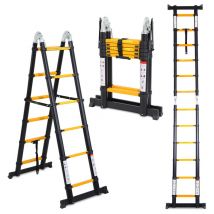 Jopassy - echelle telescopique Echelle à rallonge légère aluminium antidérapante 2,5m + 2,5m noir échelle à rallonge extensible