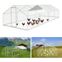 Enclos poulailler Enclos extérieur Acier galvanisé avec grillagé und Auvent cage pour animaux Poulailler pour lapin 3 x 8 x 2 m - Jopassy