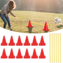 Ensemble de 6 haies amovibles pour agilité, haies de slalom en plastique pour entraînement canin, haies pour entraînement à la coordination - Jopassy