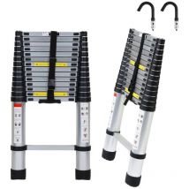 Jopassy - swanew Escala telescópica de aluminio multiuso 4.4M Escala telescópica de aluminio estable Escala doble hasta 150kg Plata con ganchillo