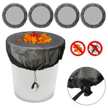 Jopassy Filet pour tonneau de pluie 4pcs housse pour tonneau 95 cm avec Réglable cordon de serrage Polyester Filet pour Baril de Pluie Noire