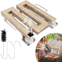SWANEW Generador de humo frío Cesta de malla para barbacoa ahumada de acero inoxidable en forma de M, 22,5 x 17,5 x 4,5 cm (plateado)
