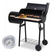 Jopassy - Grill à charbon de bois BBQ-Grill Système d'aération Cheminée Thermomètre intégré Foyer réglable en hauteur anthracite 117x105x63cm