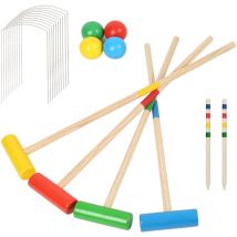 Jopassy - Jeu de croquet pour 4 joueurs Set de croquet extérieur Jeu de jardin en bois Enfants Adultes