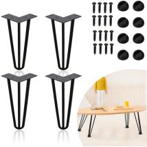 Swanew Juego de 4 patas de horquilla Patas de horquilla Estructura de la mesa Caminos de mesa Patas de mesa Harpins Pata de 3 patas negro - 20 cm