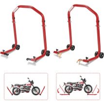 Swanew Motorradständer hinten & vorn Motorrad Montageständer Transportständer Rot Belastbar bis 300 kg pro Ständer