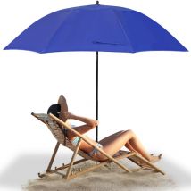 Jopassy Parasol de plage avec protection UV50+, tissu bleu, structure en acier, hauteur réglable, avec ventilation, pour un ombrage optimal en