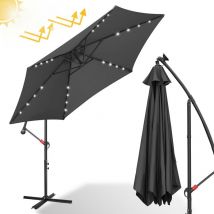 Parasol Deporté Jardin Pavillon de jardin avec éclairage led 300cm - Gris - Jopassy