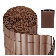 Swanew pvc canisse para jardín balcón terraza Balcón cortavientos valla Balcón persianas Marrón 140 x 600cm