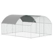Recinzione per pollaio Acciaio zincato con recinzione in rete con serratura Area coperta Pollaio per piccoli animali 3 x 4 x 2 m 12 m² cupola