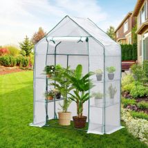 Serre de Jardin pour Légume Plante Fleur Bâche Renforcée 135g-m2 Protéger Vos Plantes 143x73x195cm, Blanc - Jopassy