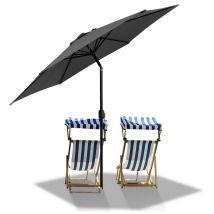 Sombrilla de jardín redonda,Protección uv hasta UV30+,inclinable,270cm,Gris - Jopassy