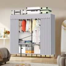 Swanew Stoffschrank, Faltschrank, Kleiderschrank, Garderobe mit 1 Kleiderstange, Grau, faltbar, 178 x170 x 48 cm
