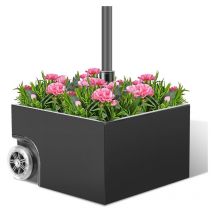 Jopassy - Support de Parasol à Roulettes, Base de Parasol, 44.5x44.5x27cm, 68kg une fois remplie, Noir, Réglable pour Poteaux de Parasol 38/48 mm