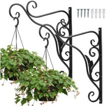 Supporto per Cestini Appesi Uccello 2x Gancio per Fioriera da Parete in Ferro Battuto, Sospensione di Vasi per Soggiorno o Balcone - Jopassy