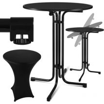 Jopassy - Table haute avec housse Bistro pliable Jardin Table de fête Bistro Table ronde ø 80 cm Noir
