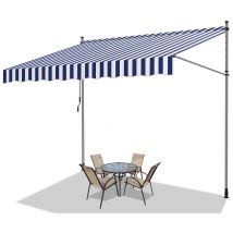 Tenda a bracci manuale Tenda retrattile senza foratura 400x120cm Bianco Blu - Jopassy