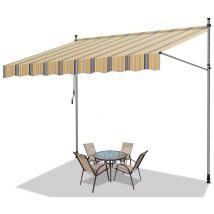 Tenda a bracci manuale Tenda retrattile senza foratura 400x120cm Giallo Blu - Jopassy