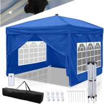 Jopassy - Tenda pieghevole per feste Pergolato da giardino Tenda pieghevole protezione uv per esterni, campeggio con pannelli laterali 3x3m Blu con