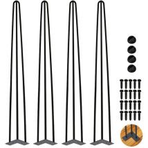 Jopassy Tischbeine 4er Set Hairpin Leg Haarnadelbeine Tischgestell Tisch Tischkufen Legs Esstisch Harpins Tischbein 3 Streben Schwarz - 61 cm