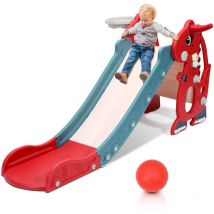 Jopassy Toboggan enfant bébé 145 cm toboggan de jardin 4 en 1 toboggan toboggan basket rouge