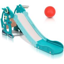 Toboggan enfant bébé 145 cm toboggan de jardin 4 en 1 toboggan toboggan basket vert - Jopassy