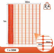 SWANEW Vallas de plástico de protección, vallas móviles 1 rollo de 1 x 30 m Red de seguridad naranja Barrera de señalización