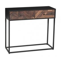 Altobuy - jordan - Console 2 Tiroirs en Métal Noir et Bois Recyclé